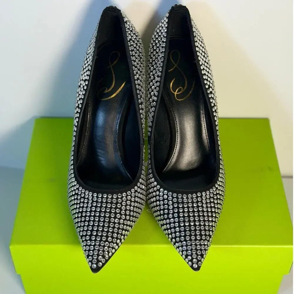 Jessica Simpson Antonia Crystal Pumps Black Rhinestone Women's US 7.5M